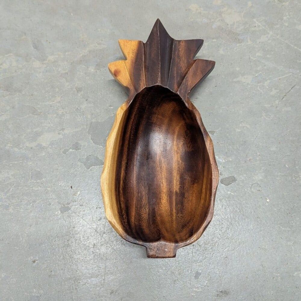 Vintage Carved Pineapple‎ Wooden Dish